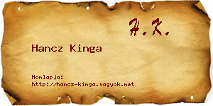 Hancz Kinga névjegykártya